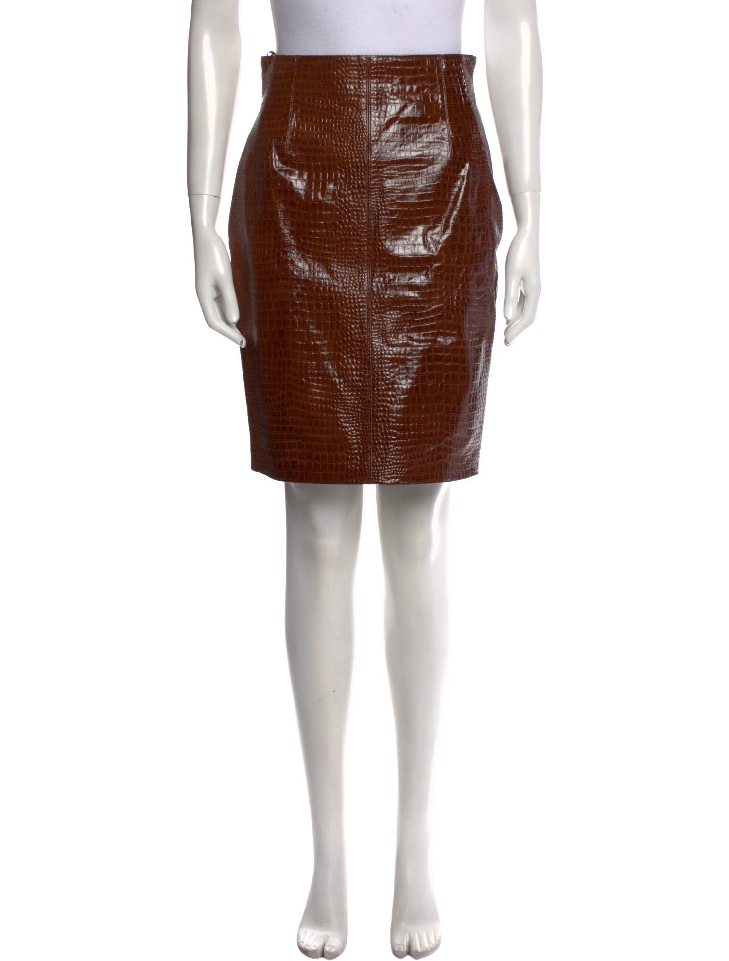 Escada Margaretha Ley Embossed Leather Knee-Length Skirt