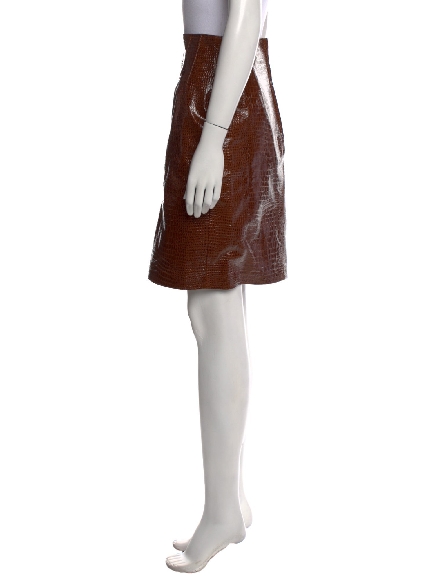 Escada Margaretha Ley Embossed Leather Knee-Length Skirt