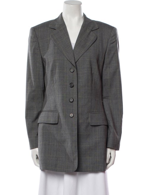 Escada Margaretha Ley Virgin Wool Plaid Print Blazer