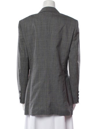 Escada Margaretha Ley Virgin Wool Plaid Print Blazer