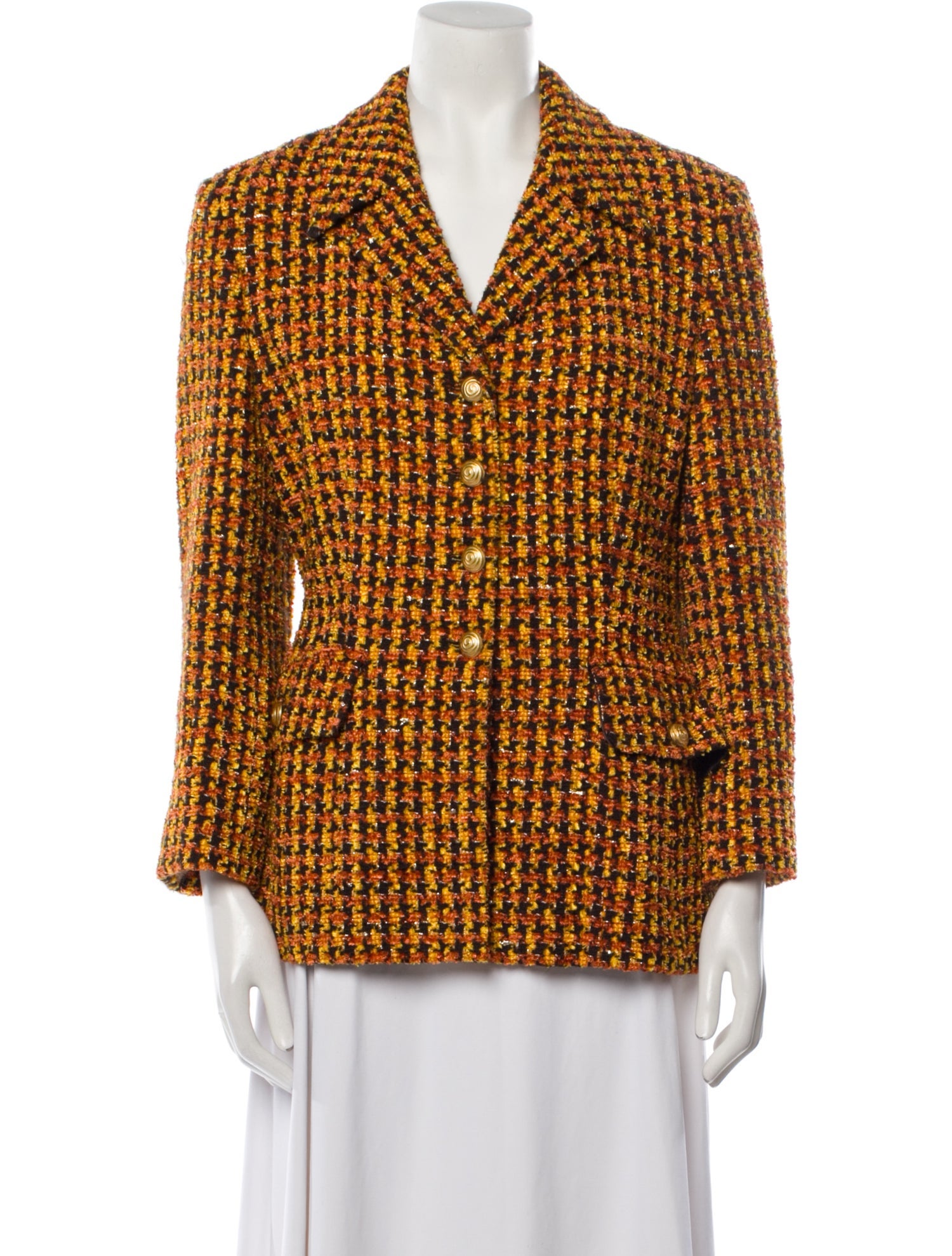 Escada Margaretha Ley Virgin Wool Plaid Print Blazer