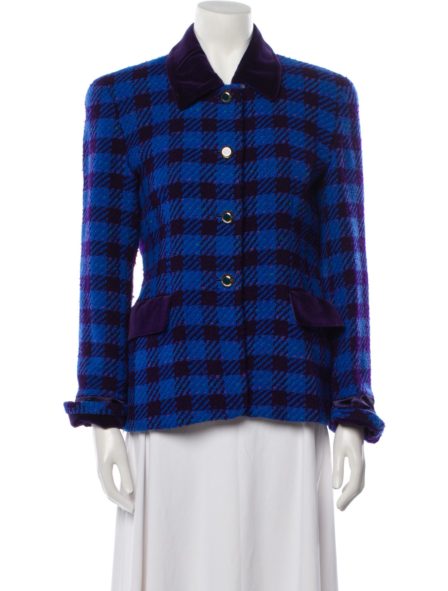 Escada Margaretha Ley Wool Plaid Print Jacket