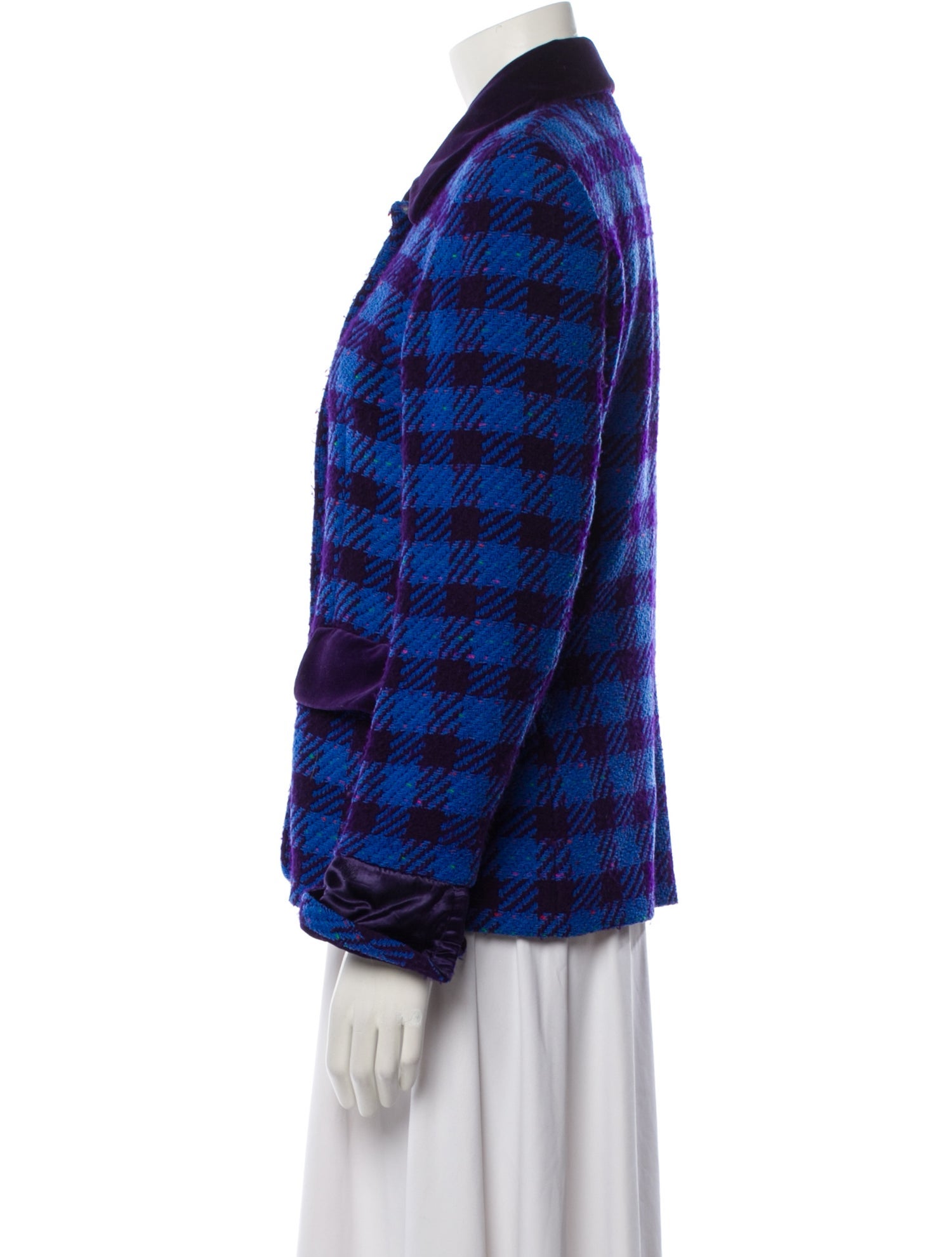 Escada Margaretha Ley Wool Plaid Print Jacket