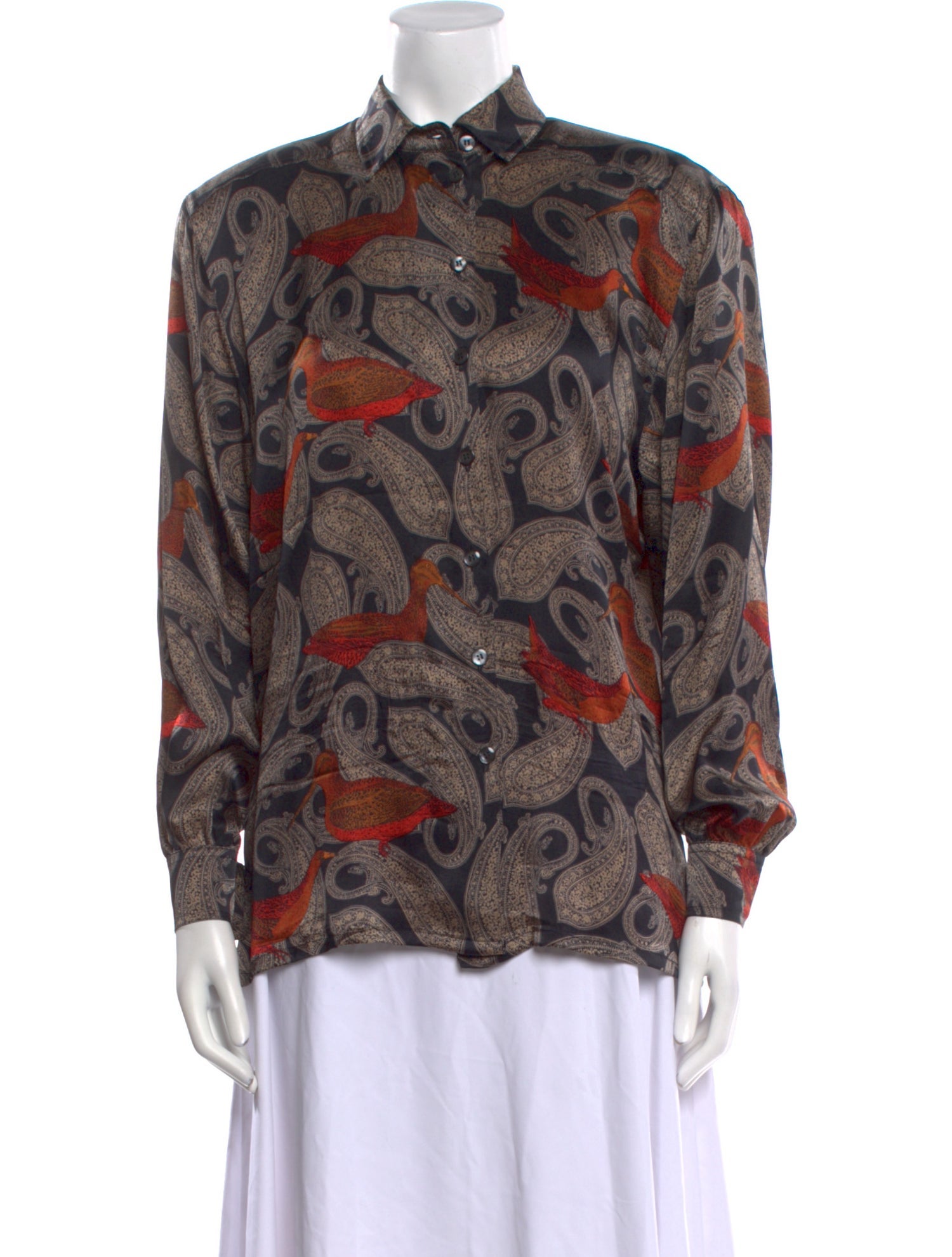 Escada Margaretha Ley Paisley Print Long Sleeve Button-Up Top