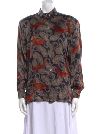 Escada Margaretha Ley Paisley Print Long Sleeve Button-Up Top