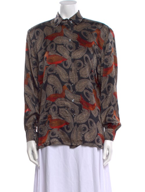 Escada Margaretha Ley Paisley Print Long Sleeve Button-Up Top