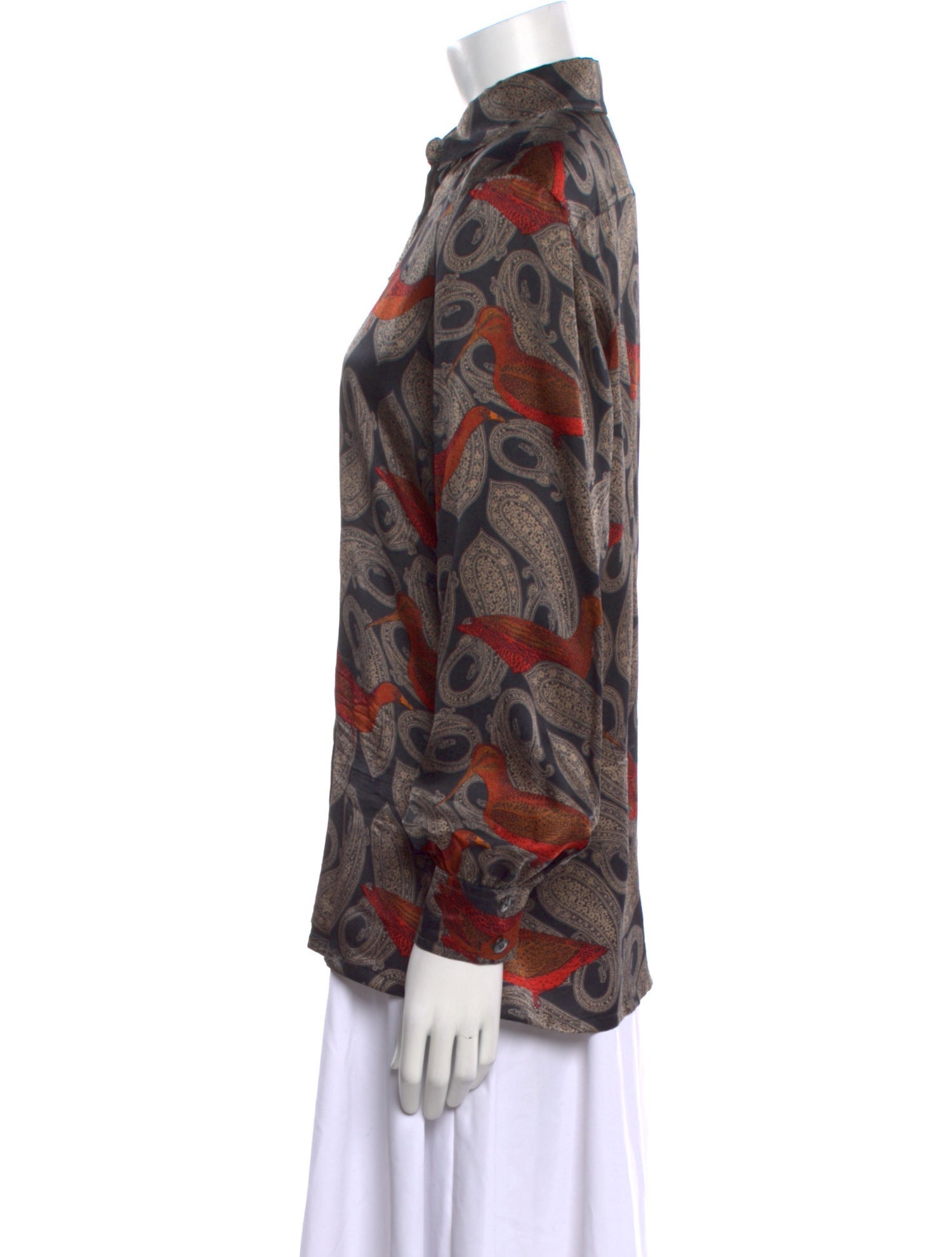 Escada Margaretha Ley Paisley Print Long Sleeve Button-Up Top