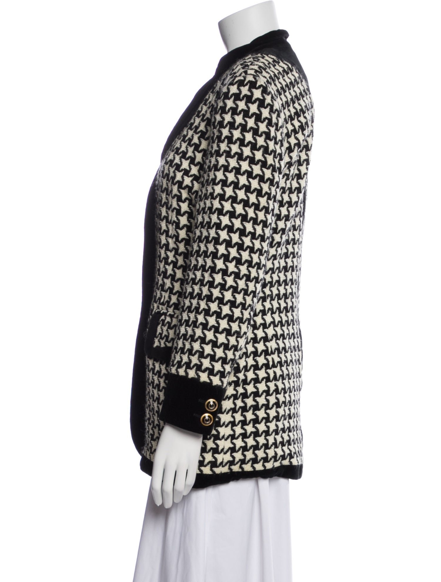 Escada Margaretha Ley Wool Houndstooth Print Blazer