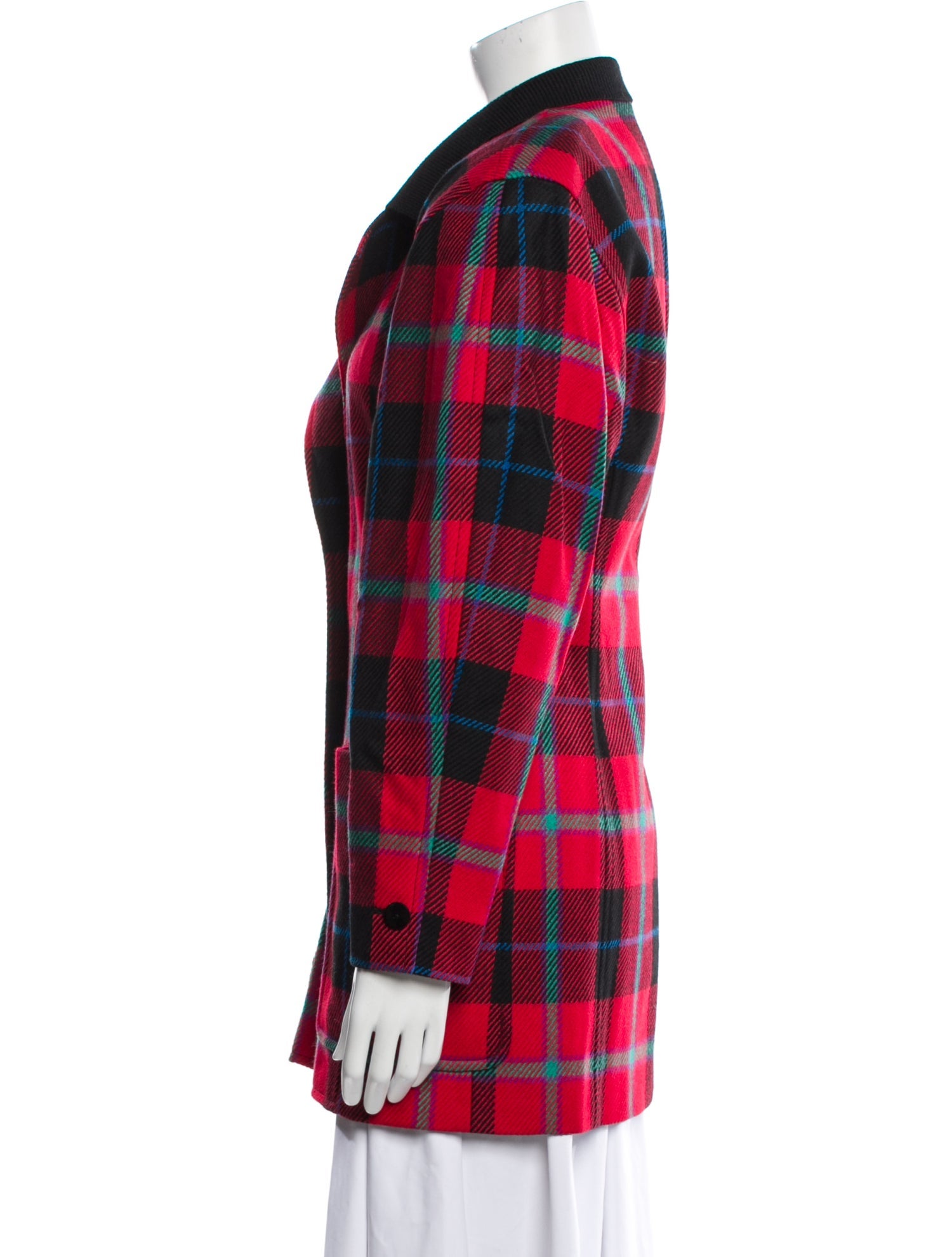 Escada Margaretha Ley Virgin Wool Plaid Print Blazer