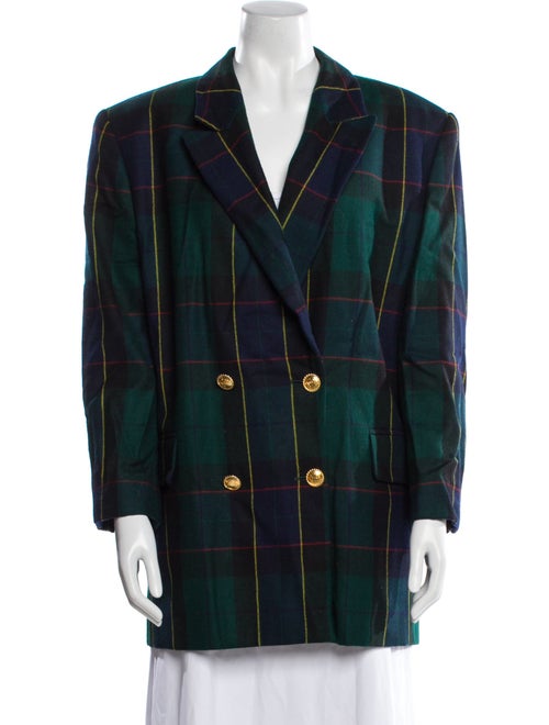 Escada Margaretha Ley Wool Plaid Print Blazer