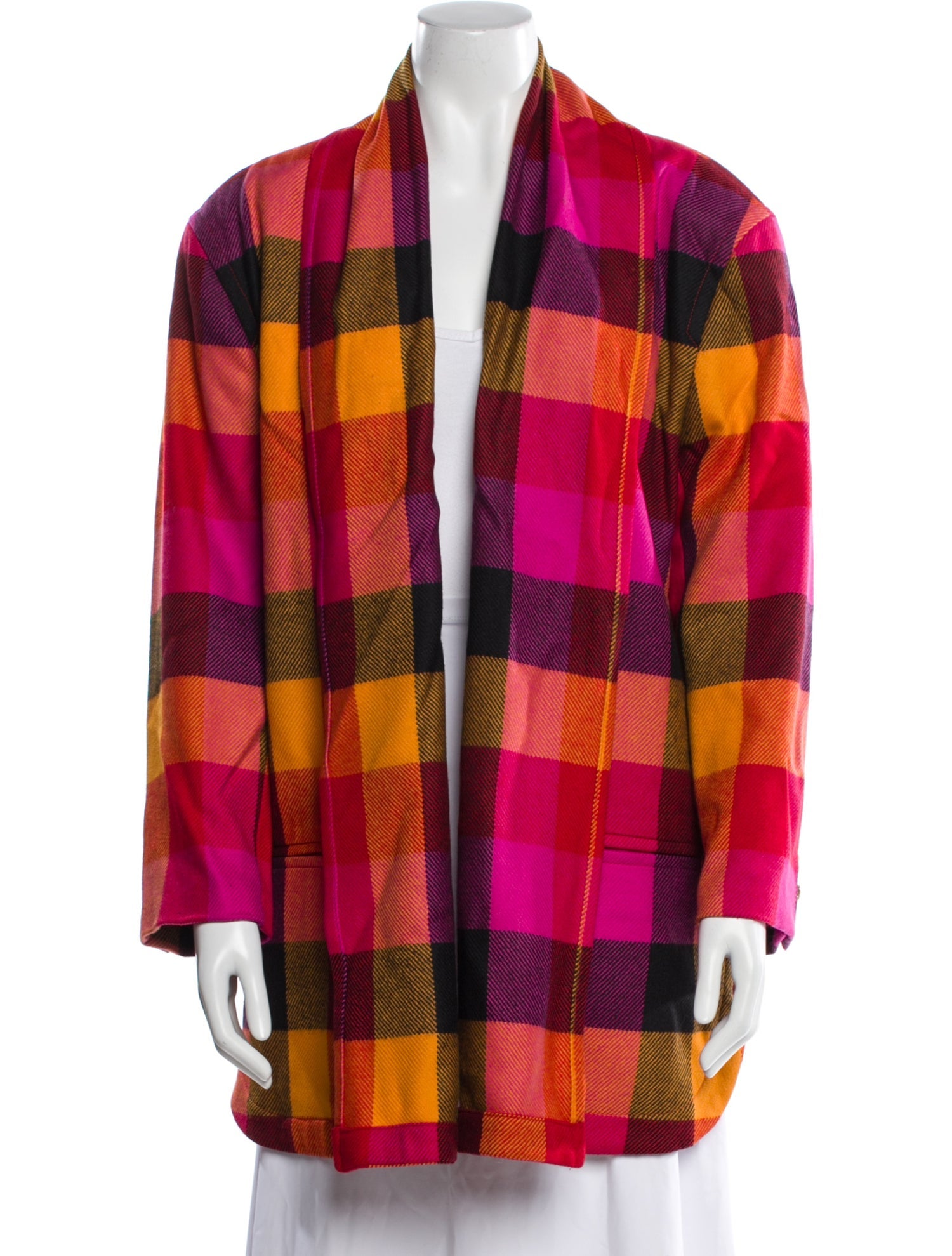 Escada Margaretha Ley Wool Plaid Print Jacket
