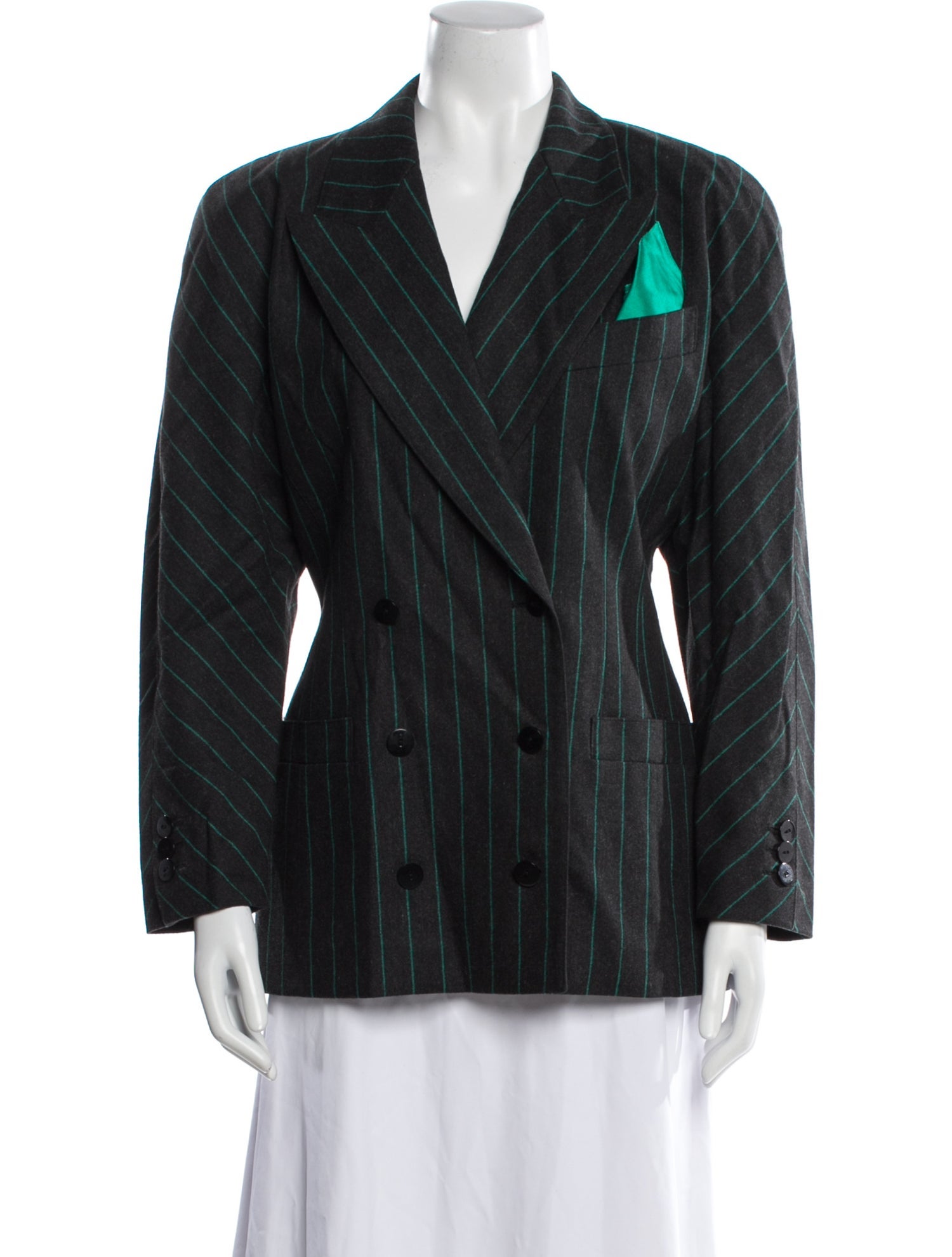 Escada Margaretha Ley Virgin Wool Striped Blazer