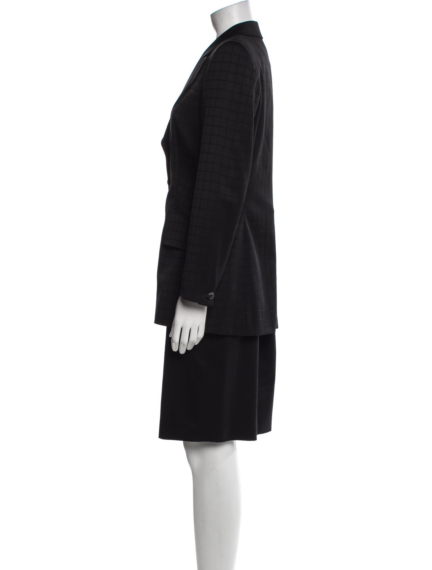 Escada Margaretha Ley Virgin Wool Plaid Print Skirt Suit