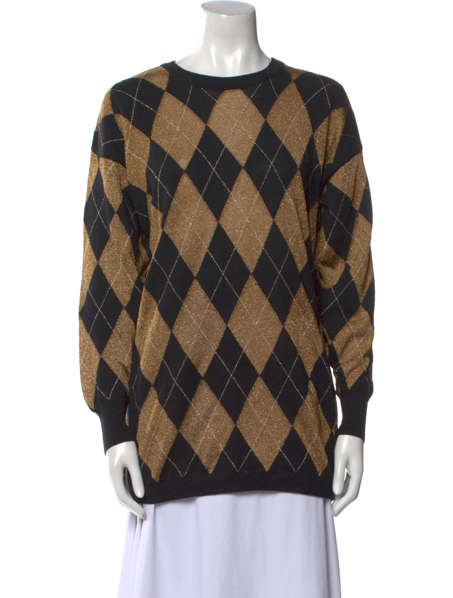 Escada Margaretha Ley Wool Plaid Print Sweater