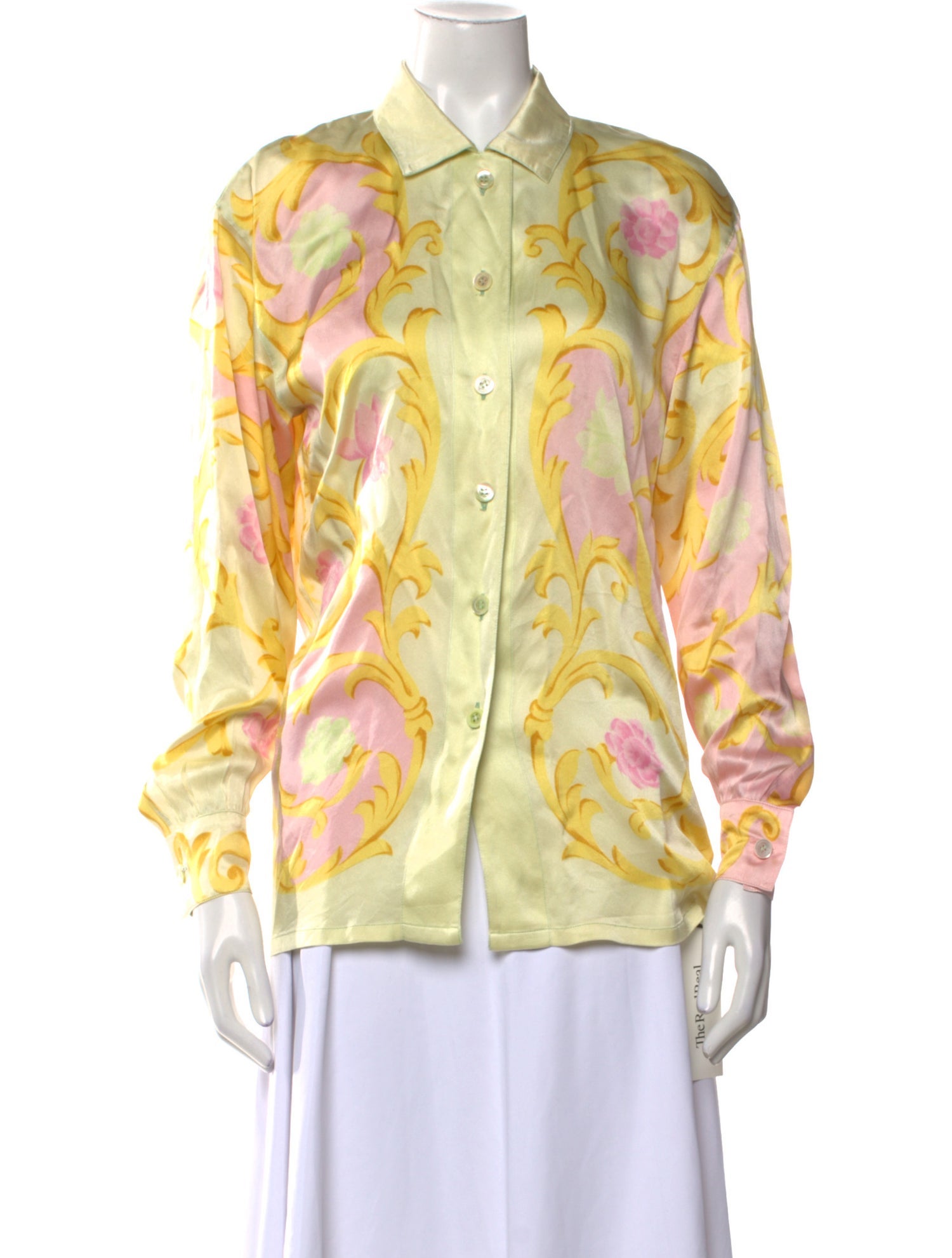 Escada Margaretha Ley Printed Three-Quarter Sleeve Button-Up Top