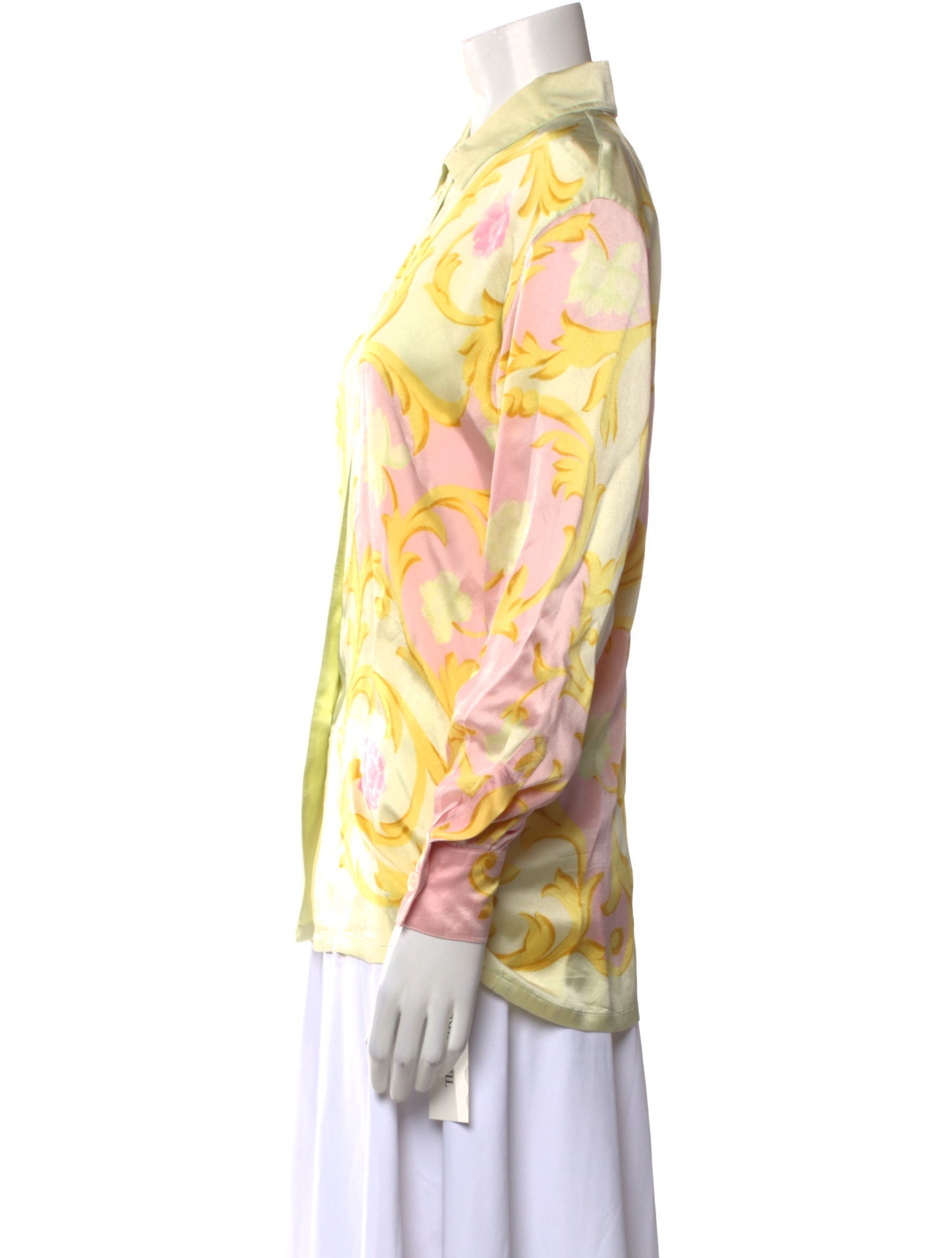 Escada Margaretha Ley Printed Three-Quarter Sleeve Button-Up Top