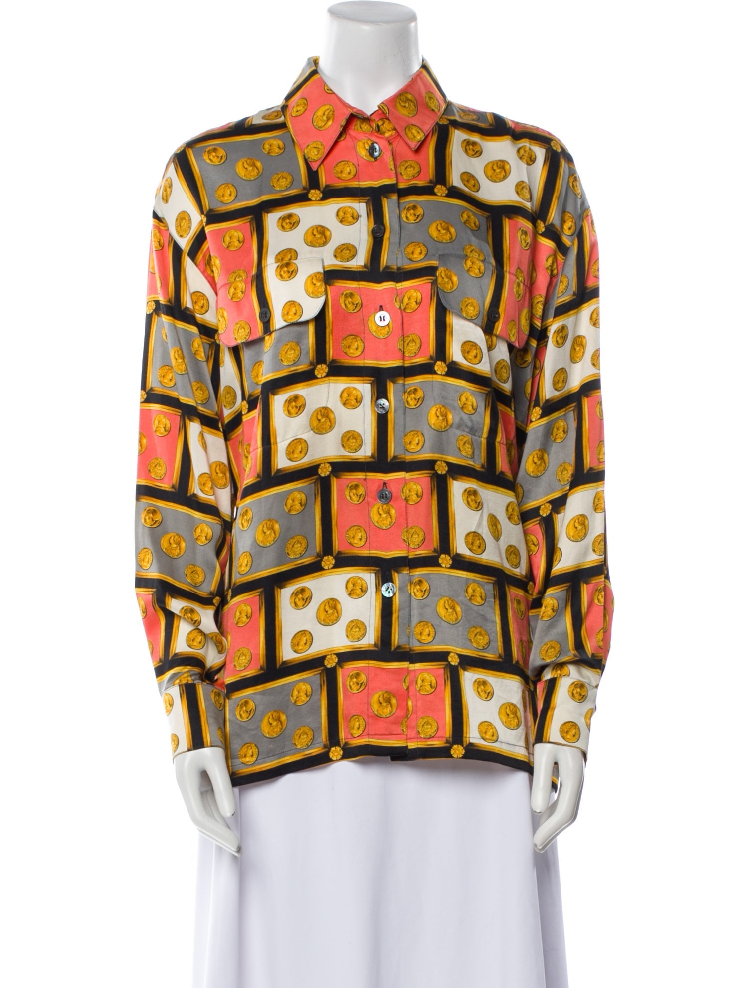 Escada Margaretha Ley Vintage Silk Button-Up Top