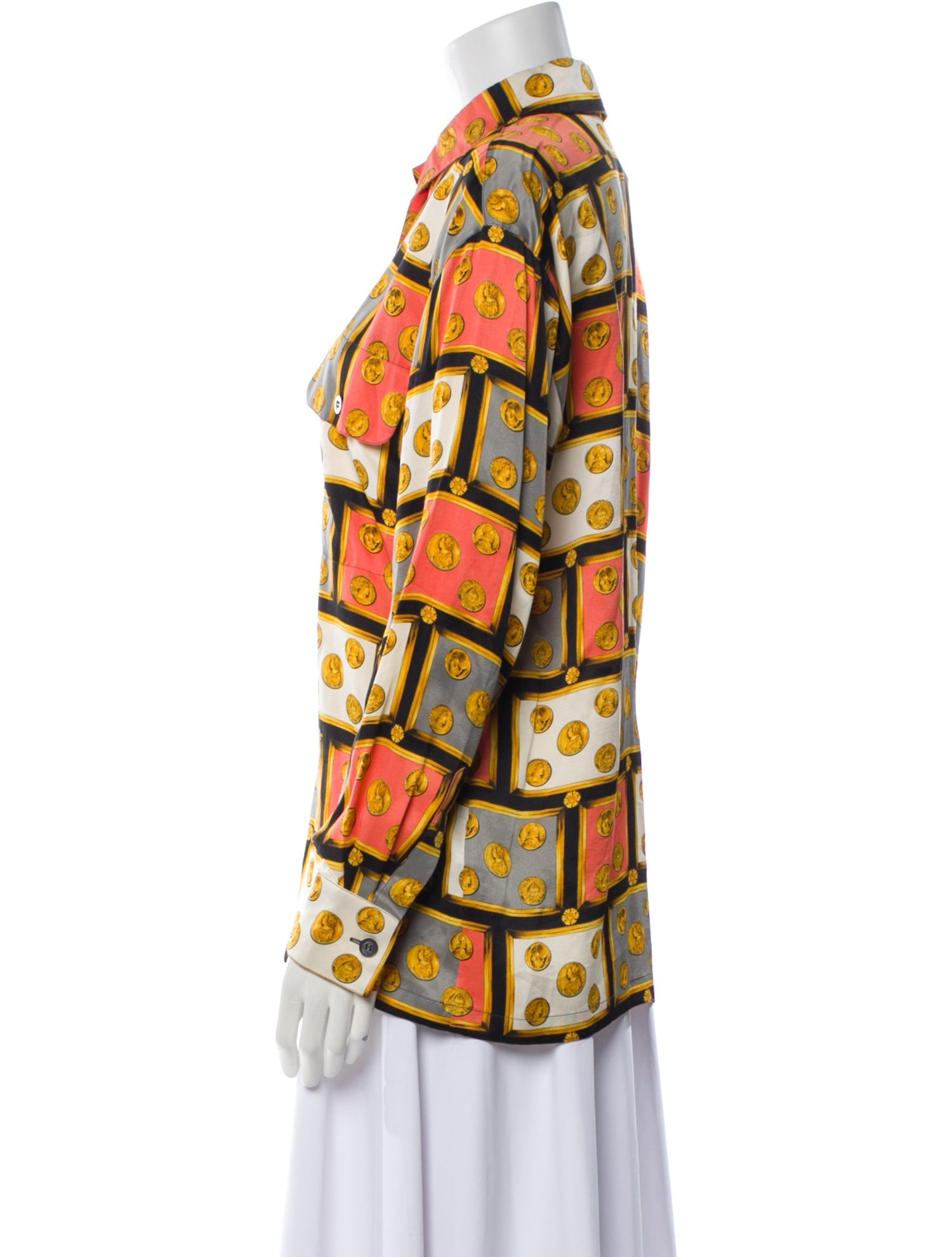 Escada Margaretha Ley Vintage Silk Button-Up Top