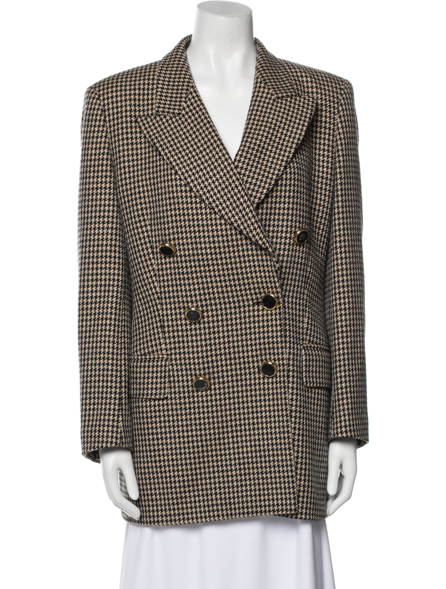 Escada Margaretha Ley Cashmere Houndstooth Print Blazer