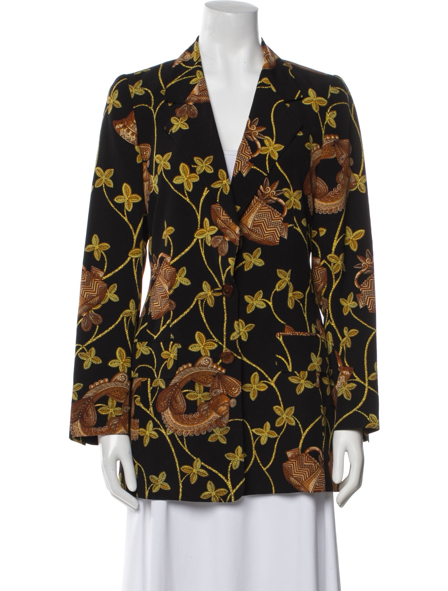 Escada Margaretha Ley Silk Floral Print Blazer