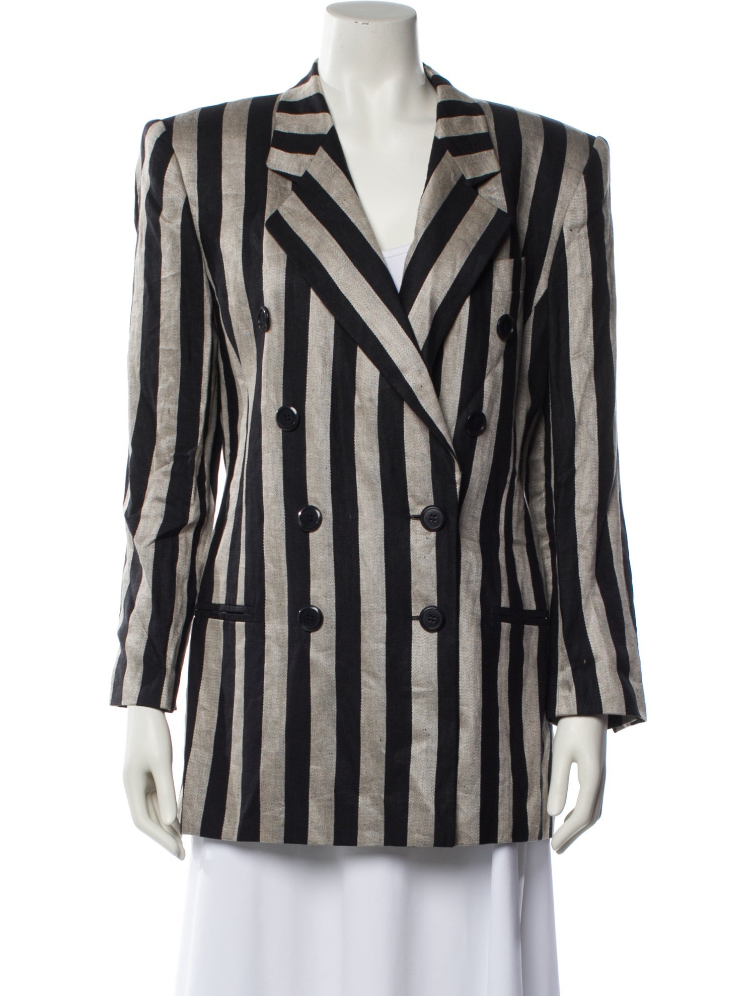 Escada Margaretha Ley Linen Striped Blazer