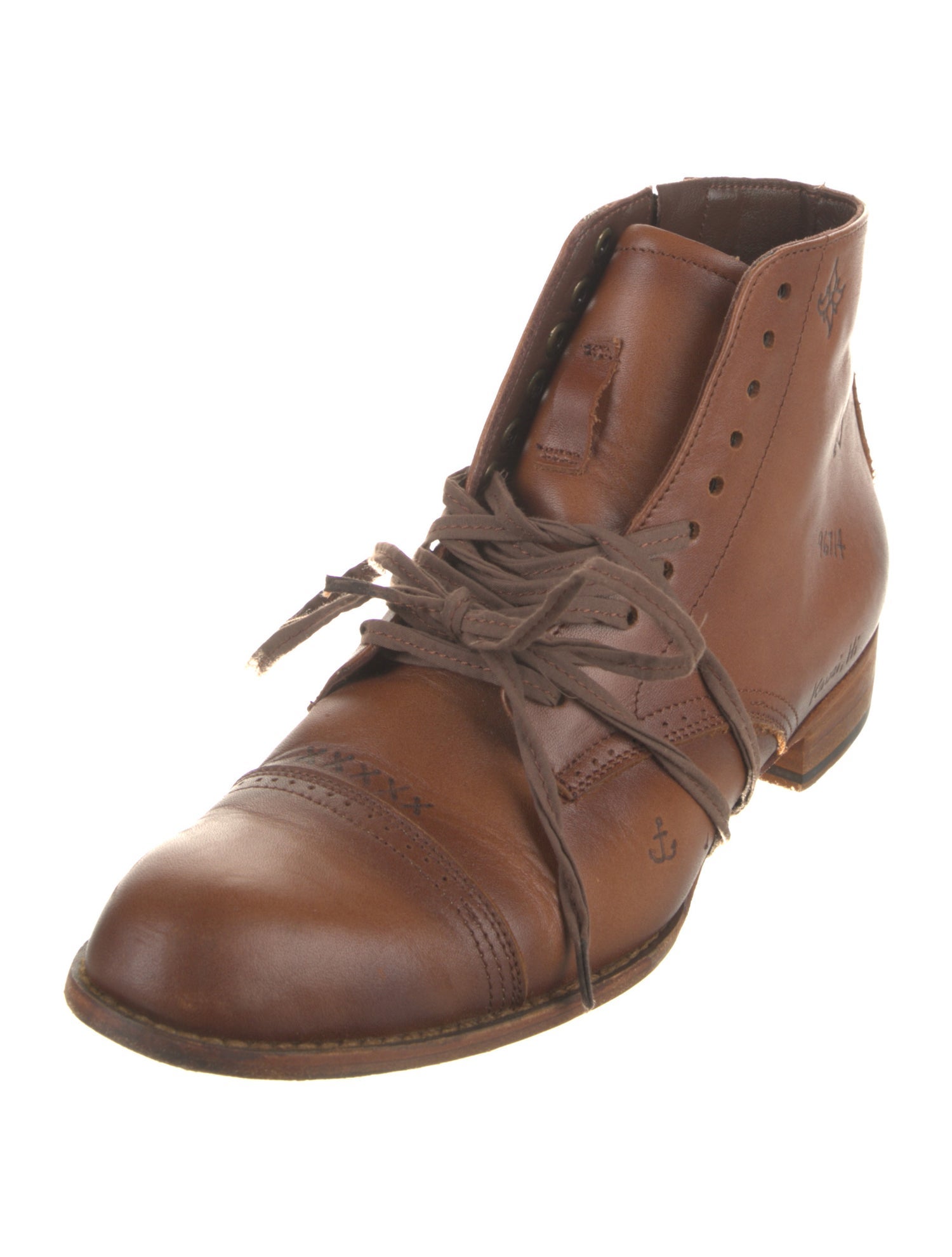 Esquivel Leather Lasercut Accents Lace-Up Boots