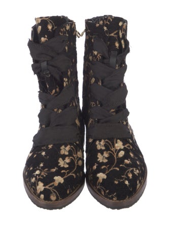 Esquivel Floral Print Combat Boots