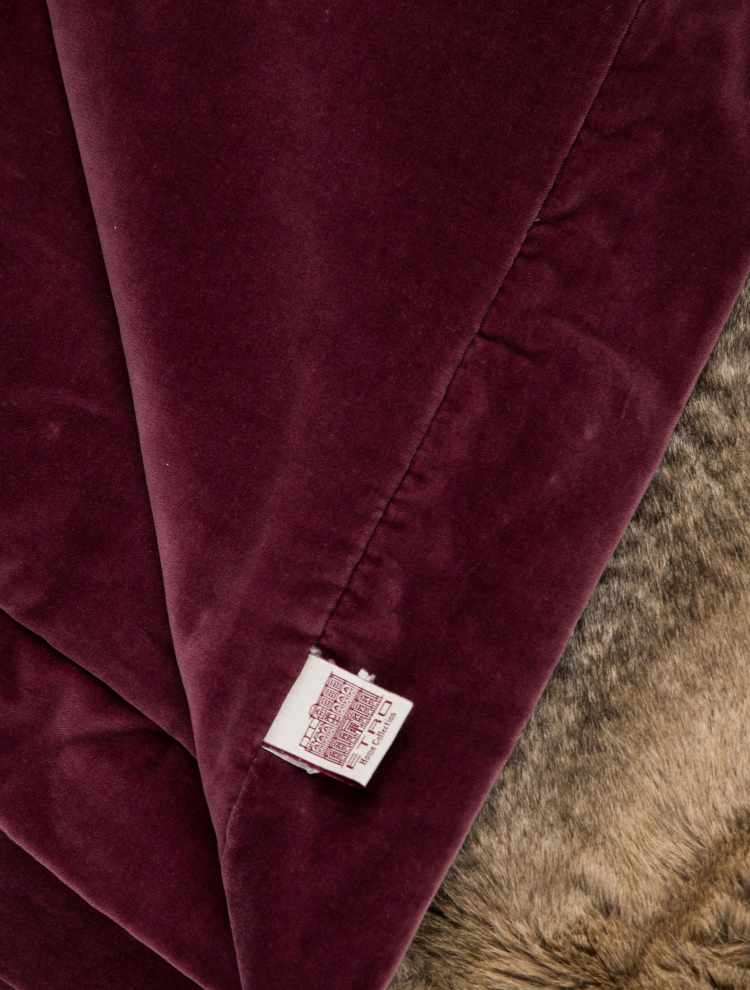 Etro Home Faux Fur & Velvet Blanket