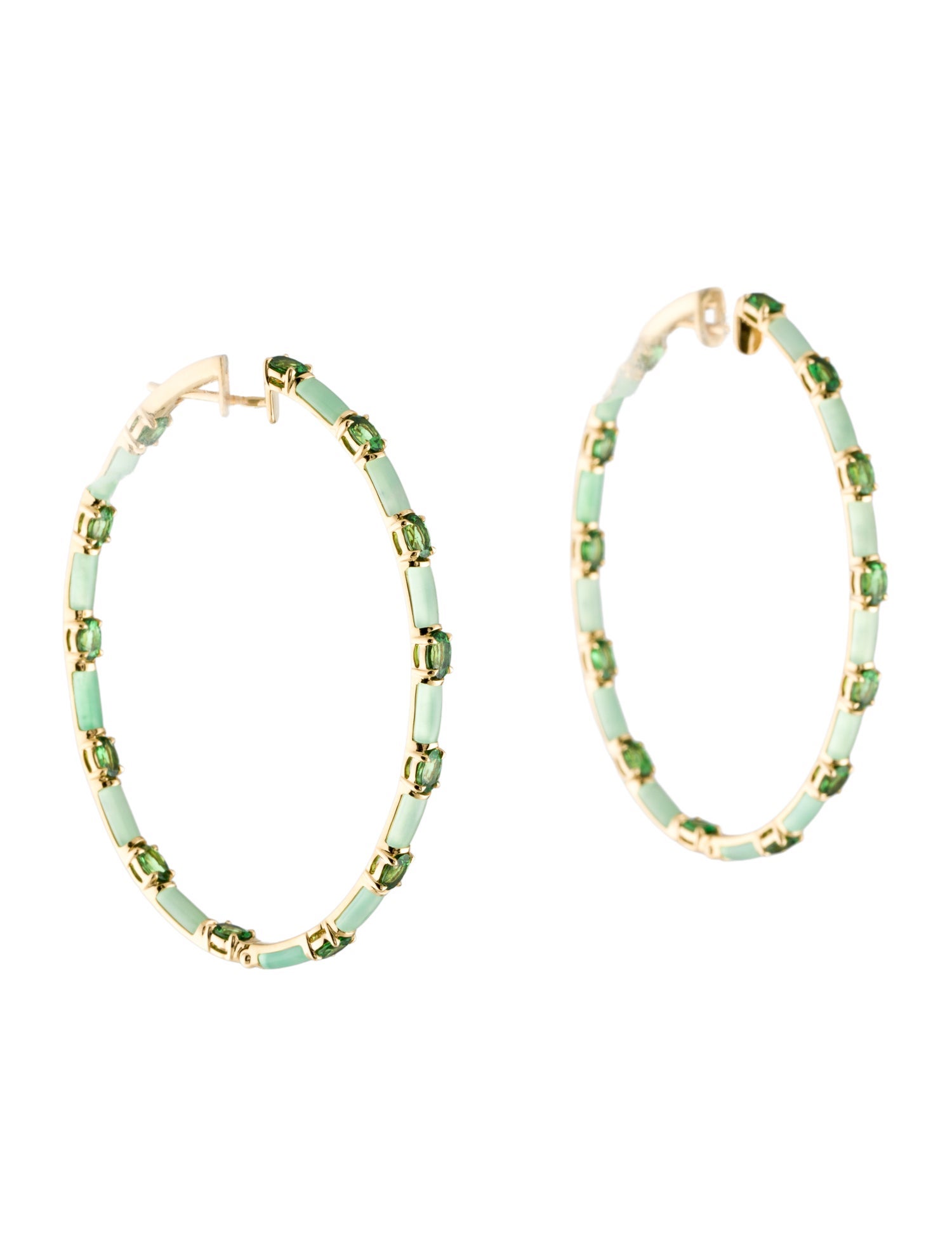 Etho Maria 18K Tsavorite Garnet & Chrysoprase Oval Inside-Out Hoop Earrings