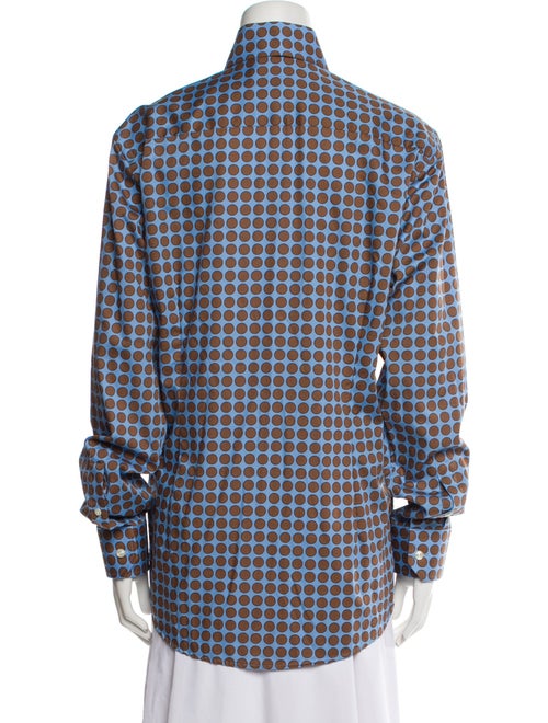 Eton Polka Dot Print Long Sleeve Button-Up Top