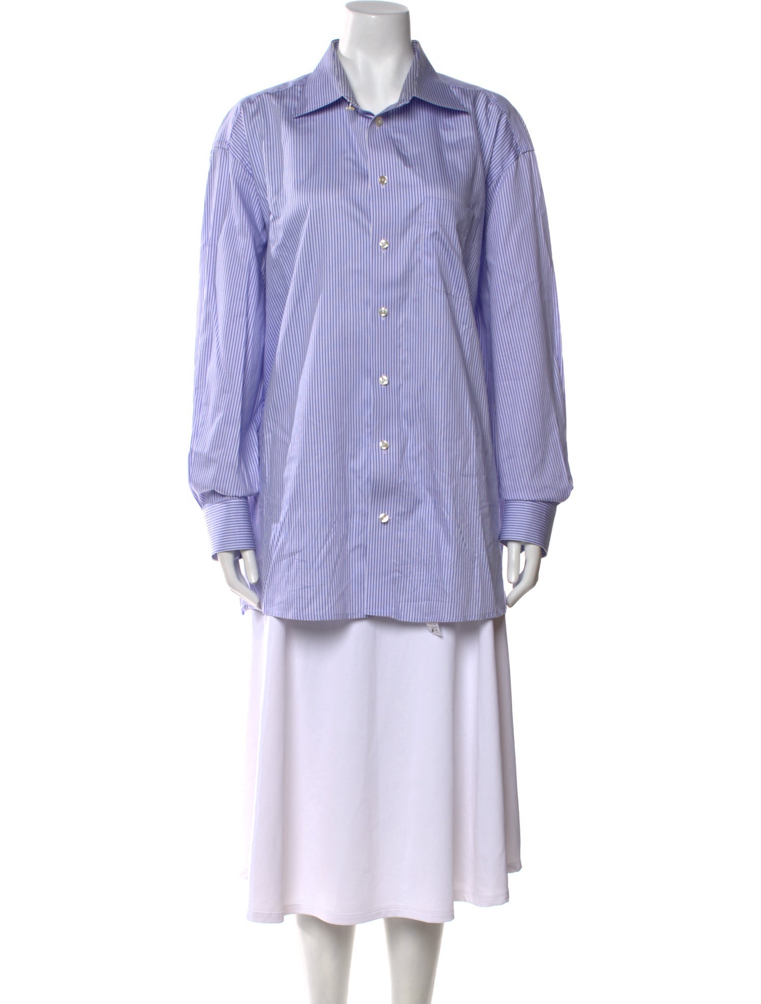 Eton Striped Long Sleeve Button-Up Top