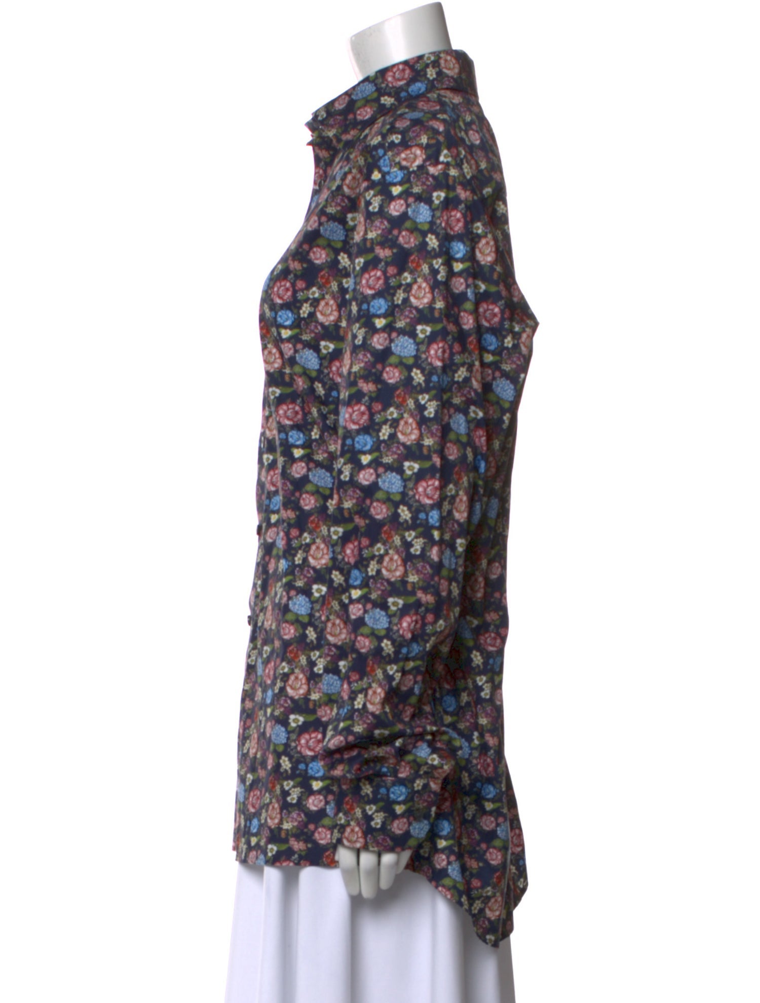 Eton Floral Print Long Sleeve Button-Up Top