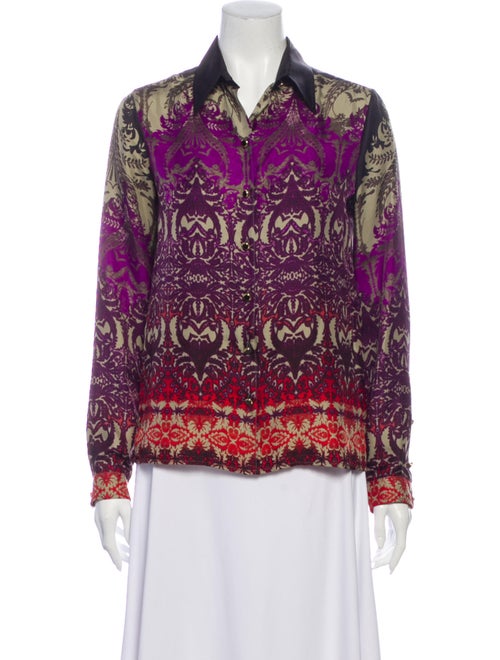 Etro Silk Printed Button-Up Top Purple
