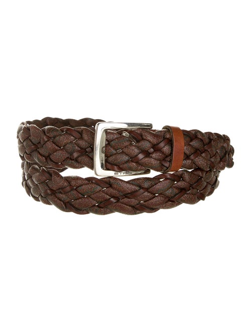 Etro Leather Braided Belt brown