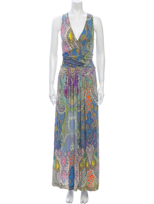 Etro Printed Long Dress Green