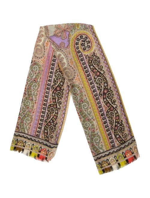 Etro Silk & Wool Blend Scarf Tan