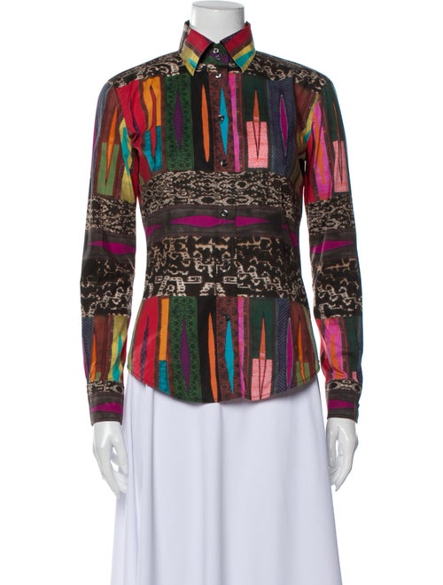 Etro Printed Long Sleeve Button-Up Top Black