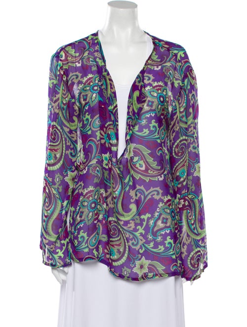 Etro Silk Paisley Print Blouse Purple