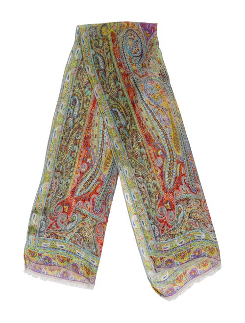 Etro Silk Paisley Scarf Chartreuse