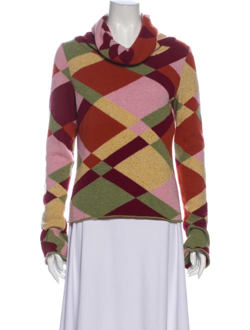 Etro Printed Cowl Neck Sweater Orange