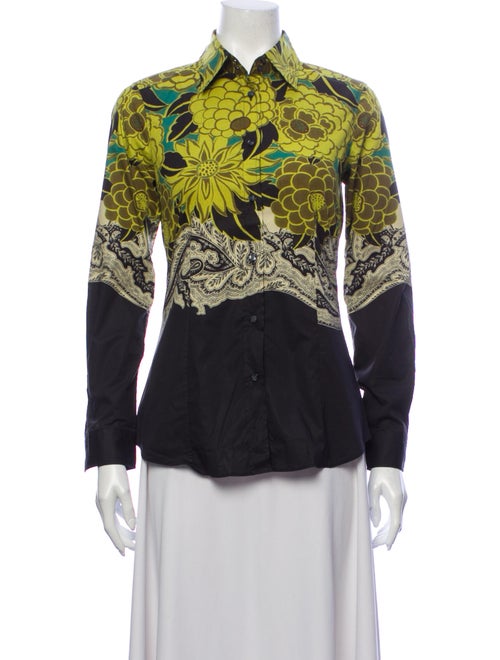 Etro Printed Long Sleeve Button-Up Top Black