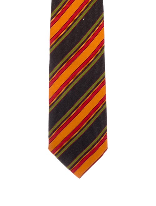 Etro Silk Striped Tie orange