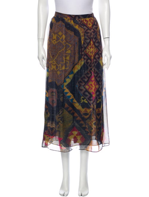 Etro Silk Midi Length Skirt Brown
