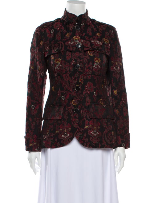 Etro Fleece Wool Floral Print Utility Jacket Wool