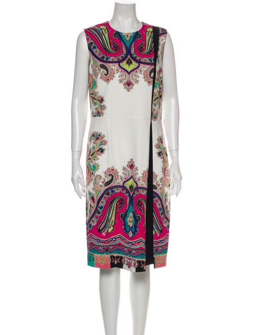 Etro Paisley Print Midi Length Dress White