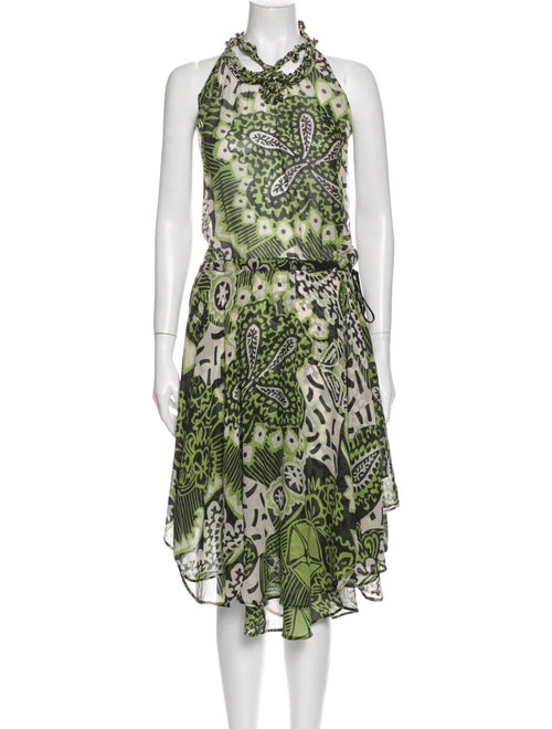 Etro Printed Mini Dress Green