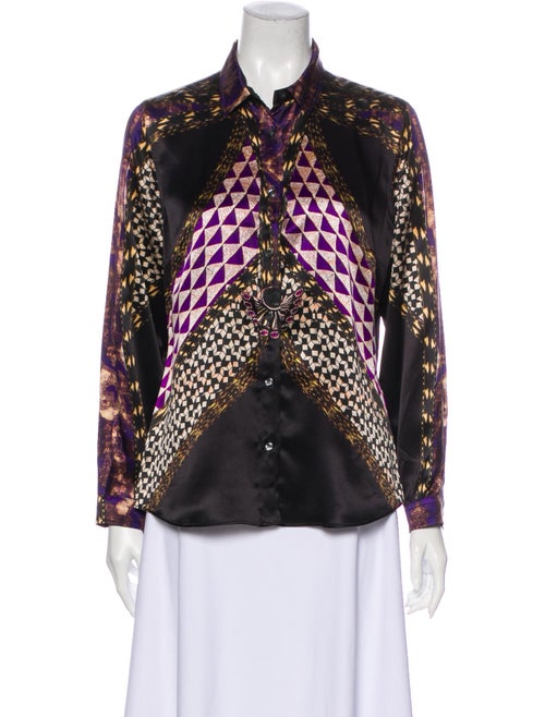 Etro Printed Long Sleeve Button-Up Top Black
