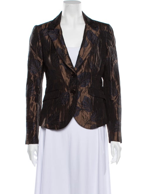 Etro Silk Floral Print Blazer Brown