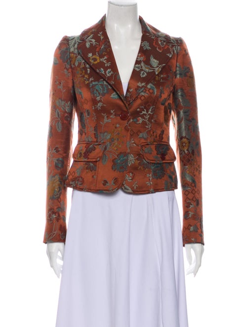 Etro Floral Print Blazer Brown