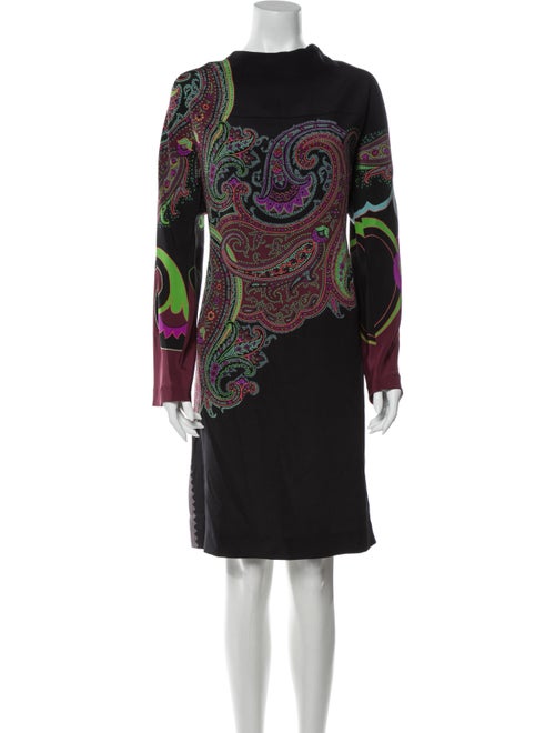 Etro Paisley Print Knee-Length Dress Black